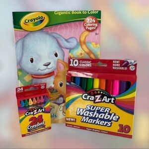 Crayola Coloring Pals coloring book with crayons and markers